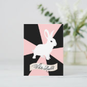 Witte konijn, roze en wit briefkaart (Staand voorkant)
