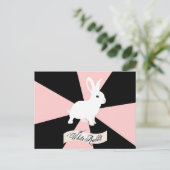 Witte konijn, roze, zwart en wit briefkaart (Staand voorkant)
