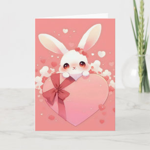 Witte Konijn Schattig Liefde Feestdagen Kaart