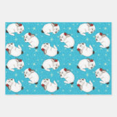 Witte konijn Slaapend op mousserende blauwe achter Inpakpapier Vel (Voorkant 2)