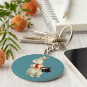 witte konijn sleutelhanger (Zijkant)