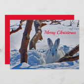  Witte Konijn Sneeuw Foto Kerst Flat Feestdagenkaart (Voorkant / Achterkant)