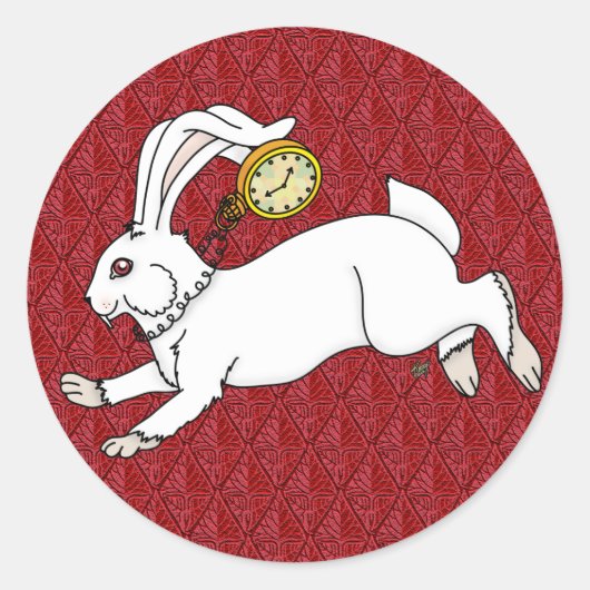 Witte Konijn Stickers Rood BG (Voorkant)