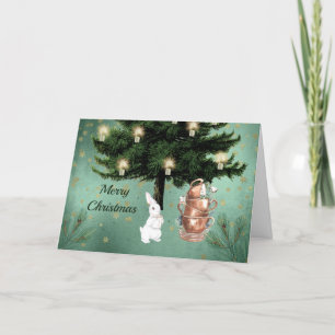  Witte Konijn Tea Party Kerst Feestdagen Kaart