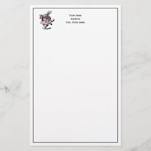 Witte Konijn Trompettist Alice Av Wonderland Roze Briefpapier