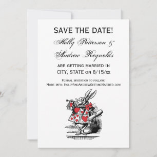 Witte Konijn Trompettist Alice Avonturen in Wonder Save The Date