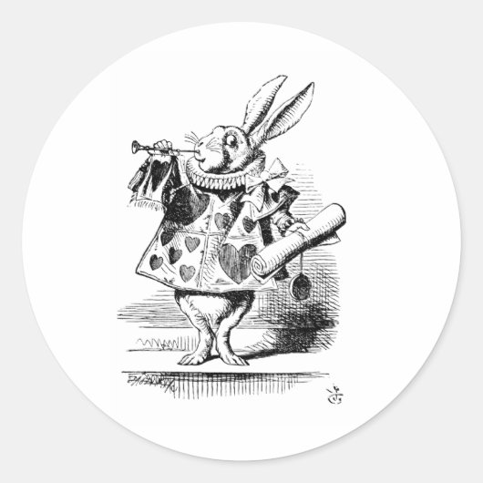 Witte Konijn, uit Alice's Adventures Ronde Sticker (Voorkant)