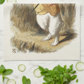 Witte konijn van Alice in Wonderland  Kunst Theedoek (Gevouwen)