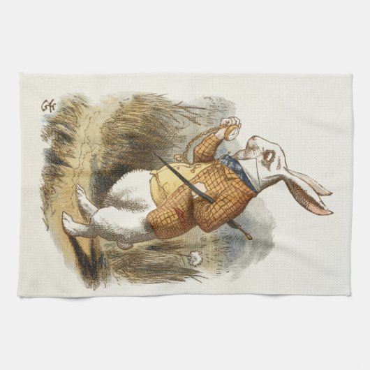 Witte konijn van Alice in Wonderland  Kunst Theedoek (Horizontaal)