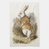 Witte konijn van Alice in Wonderland  Kunst Theedoek (Verticaal)