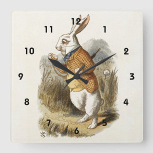 Witte konijn van Alice in Wonderland  Kunst Vierkante Klok