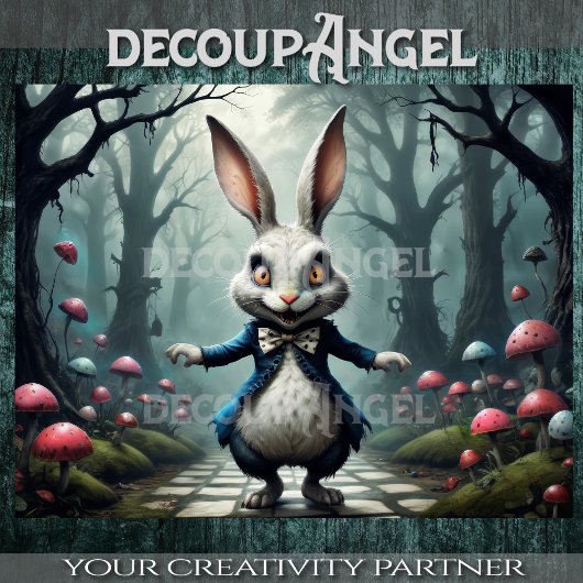 Witte Konijn van Alice's Wonderland #2 Decoupage Tissuepapier