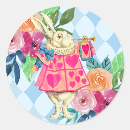 Witte Konijn Verhaal Sprookje Onplezierig Verjaard Ronde Sticker (Voorkant)