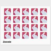 Witte Konijn Vierkante Sticker (Vel)