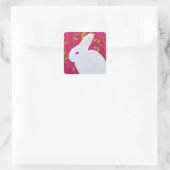 Witte Konijn Vierkante Sticker (Tas)