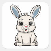 Witte Konijn Vierkante Sticker (Voorkant)
