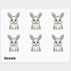 Witte Konijn Vierkante Sticker
