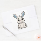 Witte Konijn Vierkante Sticker (Envelop)