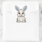 Witte Konijn Vierkante Sticker (Tas)