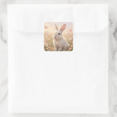 Witte Konijn Vierkante Sticker (Tas)