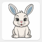 Witte Konijn Vierkante Sticker (Voorkant)