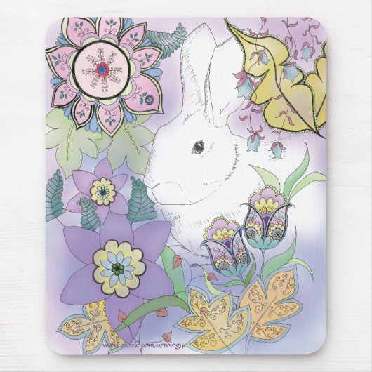 Witte konijn, Violet Garden mousepad Muismat (Voorkant)