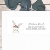 Witte konijn Waterverf bloemkroon Adresetiketten Etiket