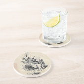 witte konijn zandsteen onderzetter (Zijkant)