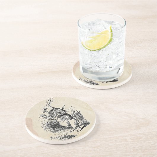  witte konijn zandsteen onderzetter (Zijkant)