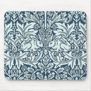  Witte Konijnen Bloemblauw - William Morris Muismat