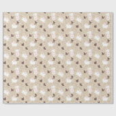 Witte Konijnen Bruine Vlinders Op Tan Cadeaupapier (Vlak)