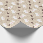 Witte Konijnen Bruine Vlinders Op Tan Cadeaupapier (Hoek)