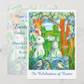 Witte konijnen Chickadee Vogels Paasbrunch Kaart (Voorkant / Achterkant)