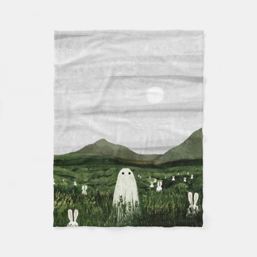Witte konijnen fleece deken (Voorkant)