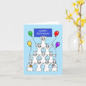 Witte konijnen Hoppy Birthday Kaart (Gele Bloem)