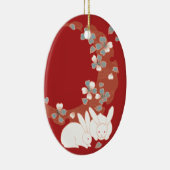 Witte konijnen Japanse fijne kunst Keramisch Ornament (Rechts)