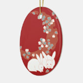 Witte konijnen Japanse fijne kunst Keramisch Ornament (Links)