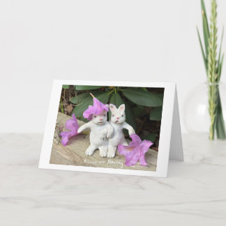 Witte konijnen met Rhododendrons Kaart