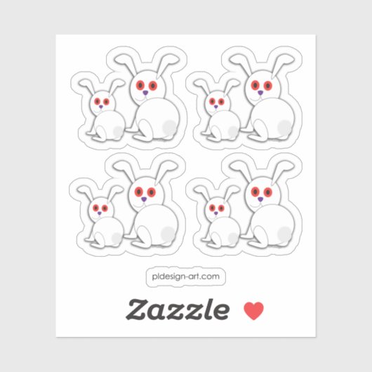 Witte konijnen met rode ogen Halloween Sticker (Vel)