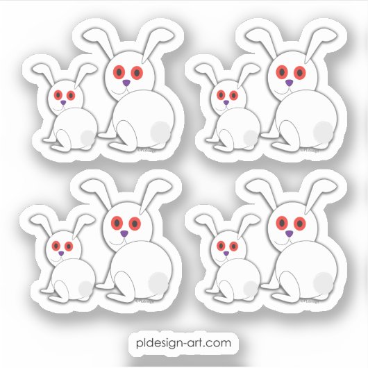 Witte konijnen met rode ogen Halloween Sticker (Voorkant)