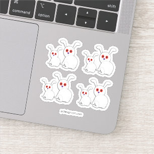 Witte konijnen met rode ogen Halloween Sticker