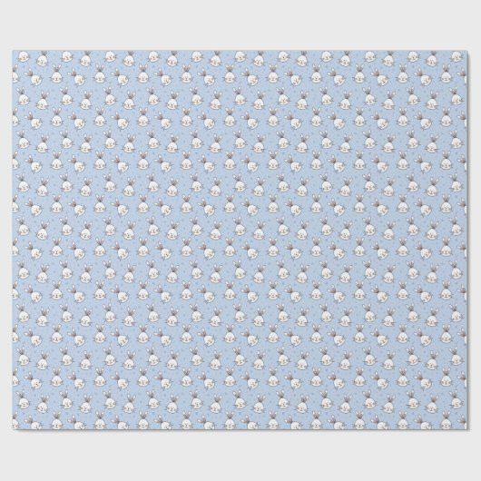Witte konijnen op blauw Gift Wrapping Paper Pasen Cadeaupapier (Vlak)