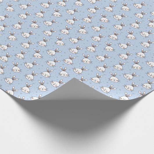 Witte konijnen op blauw Gift Wrapping Paper Pasen Cadeaupapier (Hoek)