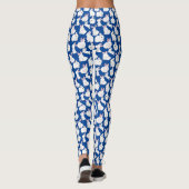Witte konijnen patroon 01.bw Blauwe BG Leggings (Achterkant)