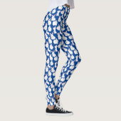 Witte konijnen patroon 01.bw Blauwe BG Leggings (Rechts)