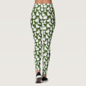 Witte konijnen patroon 01.bw Groene BG Leggings (Achterkant)