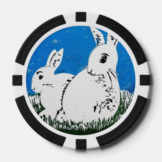 Witte Konijnen Poker Chips (Voorkant)