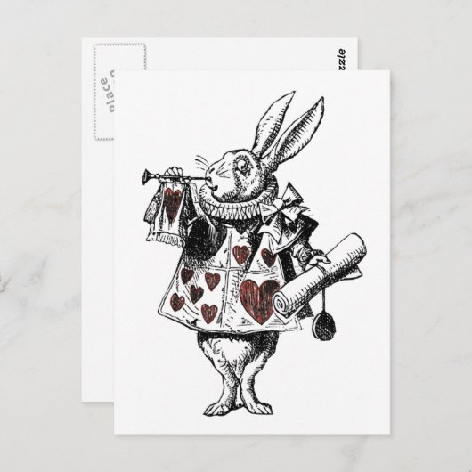 Witte konijnen van het hart - Alice in Wonderland Briefkaart (Voorkant / Achterkant)