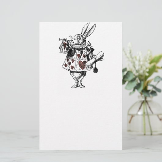 Witte konijnen van het hart - Alice in Wonderland Briefpapier (Staand voorkant)