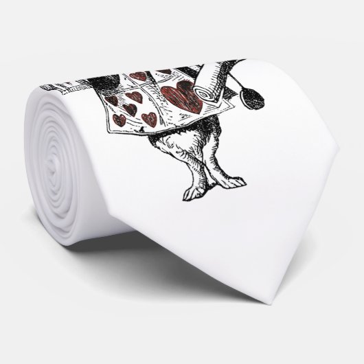 Witte konijnen van het hart - Alice in Wonderland Stropdas (Opgerold)